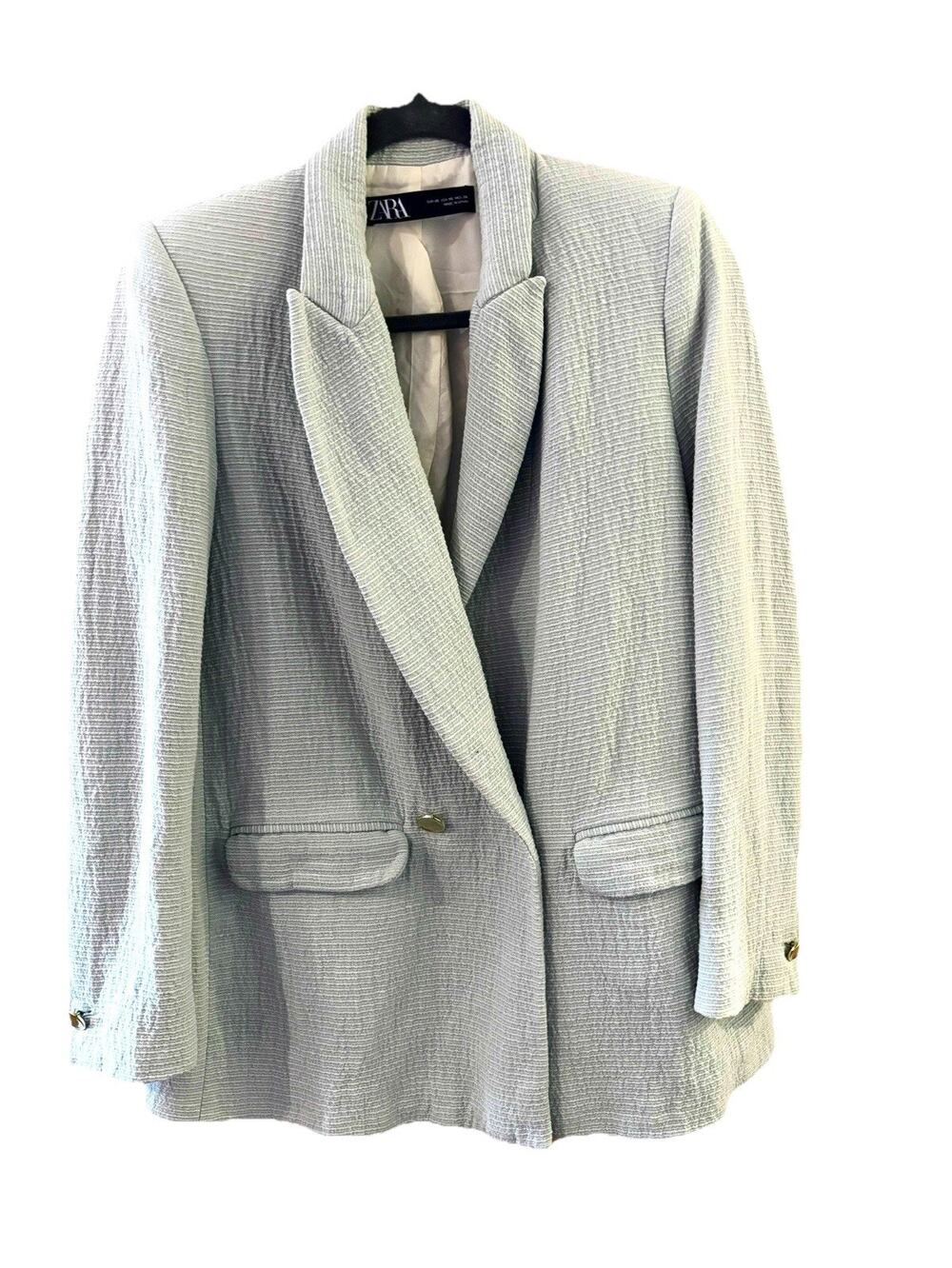 Zara Women Blazer Mint Green Lined Sz XS Coastal Grandma Light Academia
